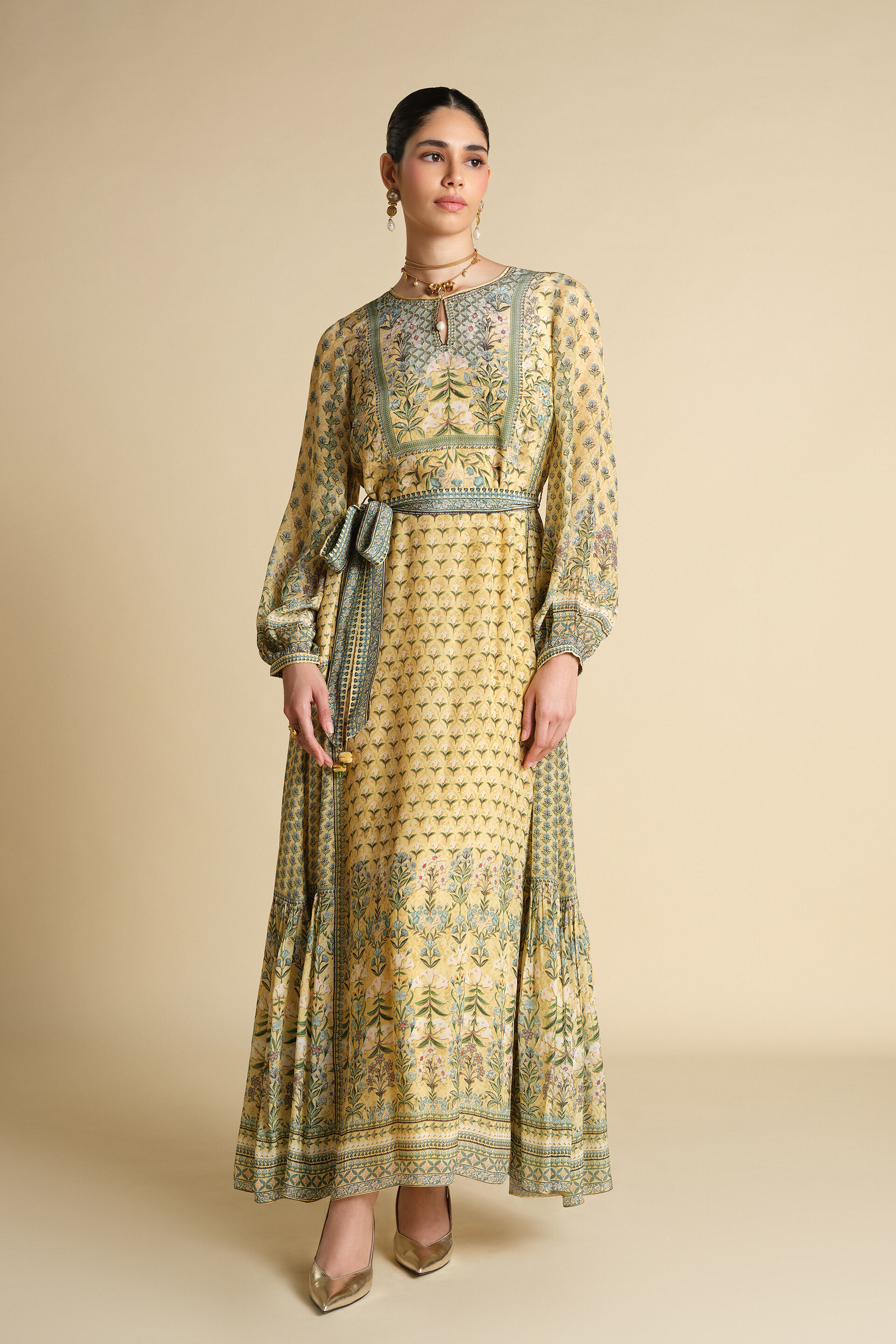 Azhaki Printed Kaftan - Yellow, Yellow, image 1